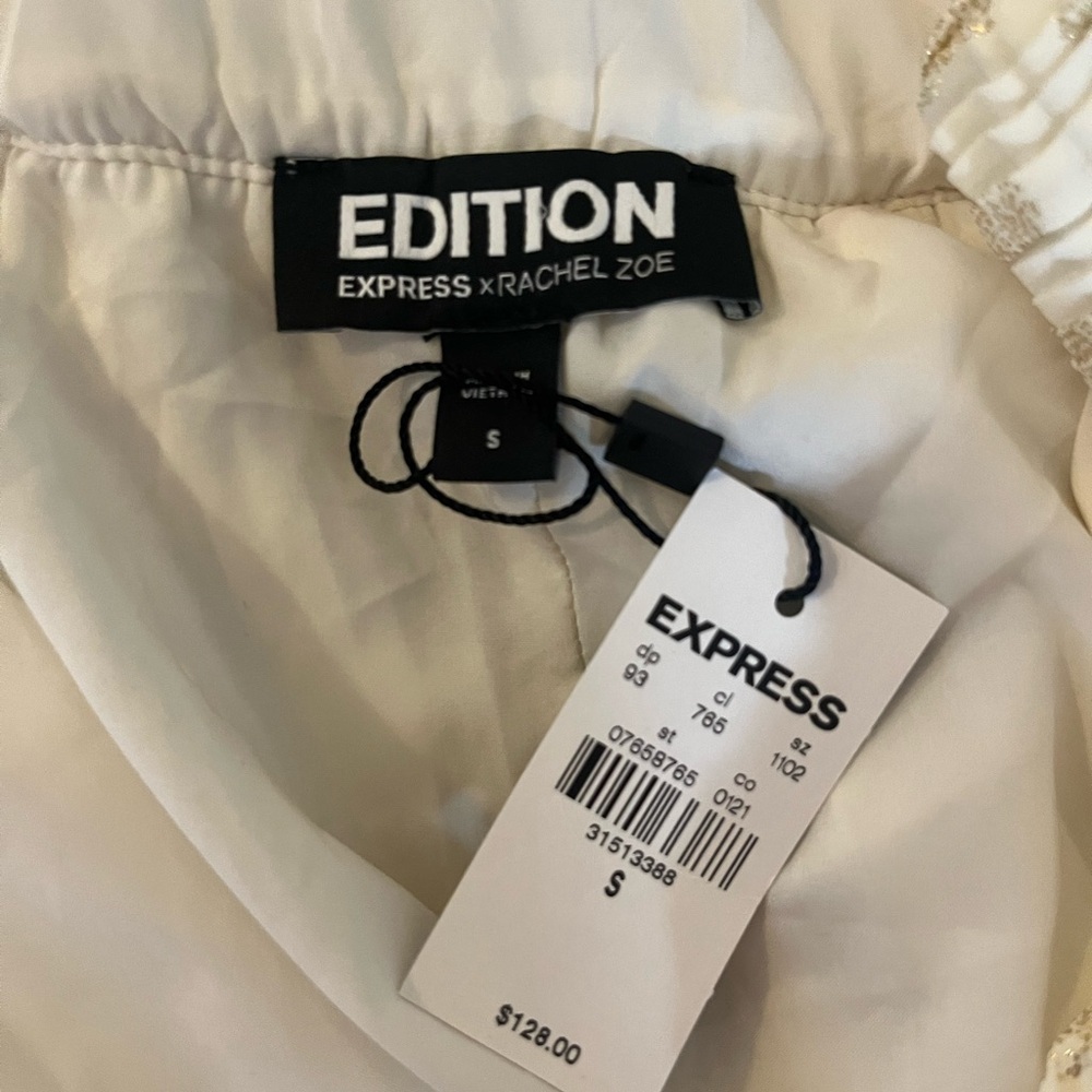 NWT Express+Rachel Zoe Ivory Metallic Gold Dot skirt size small. - Picture 8 of 9